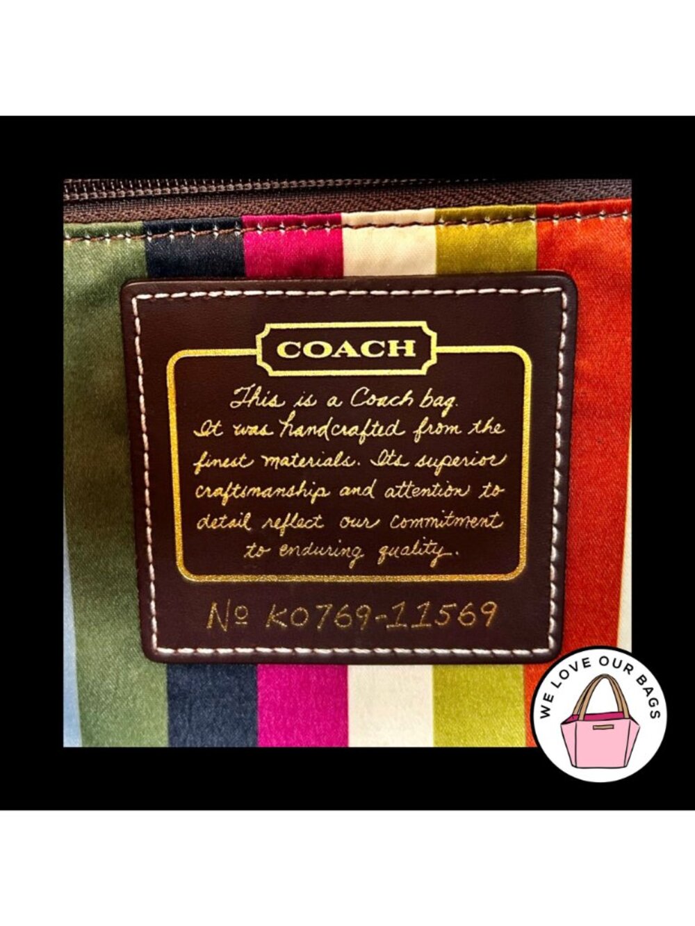 Rare $658 COACH 65th Anniversary GIGI SPECTATOR Tote Leather Legacy Stripe 11569 - Picture 7 of 7